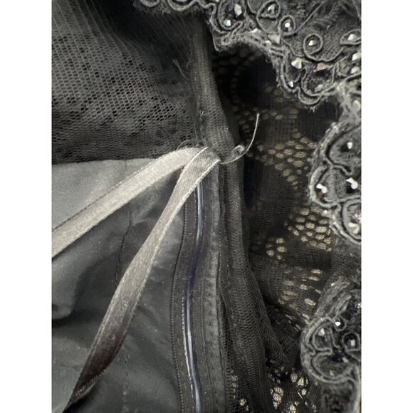 Vintage 90s Lace Crop Top Size 14 Open Back Black Grunge Whimsigoth Witchy Emo - Picture 8 of 9